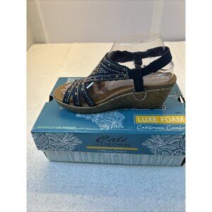 SKECHERS Cali Beverlee Dazzling Charm Vegan Sandals Navy SZ 9 New in Box